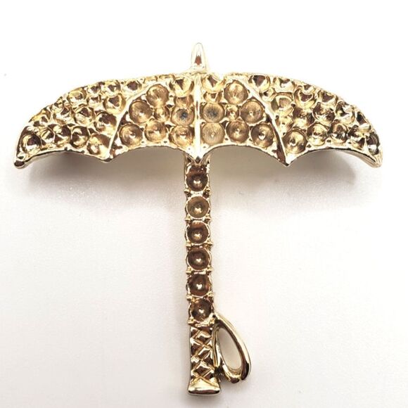 🟢3/$19🟢 2 x Gold Umbrella Brooches Pin Settings Blanks New Old Stock - Picture 2 of 8